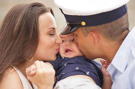 Military Family with Baby Kiss